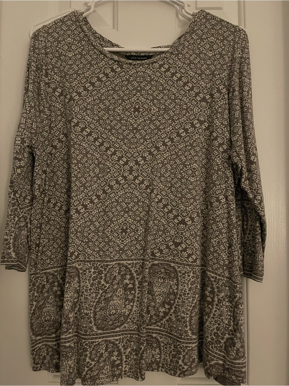 Lucky Brand Gray Patterned Long Sleeve Tunic